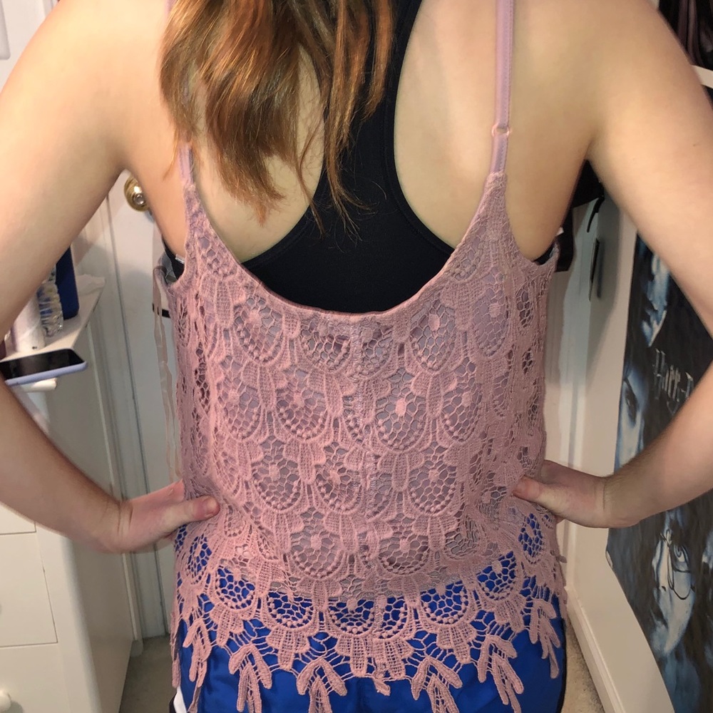 NWOT Pink Lace Tank Top - Picture 7 of 7